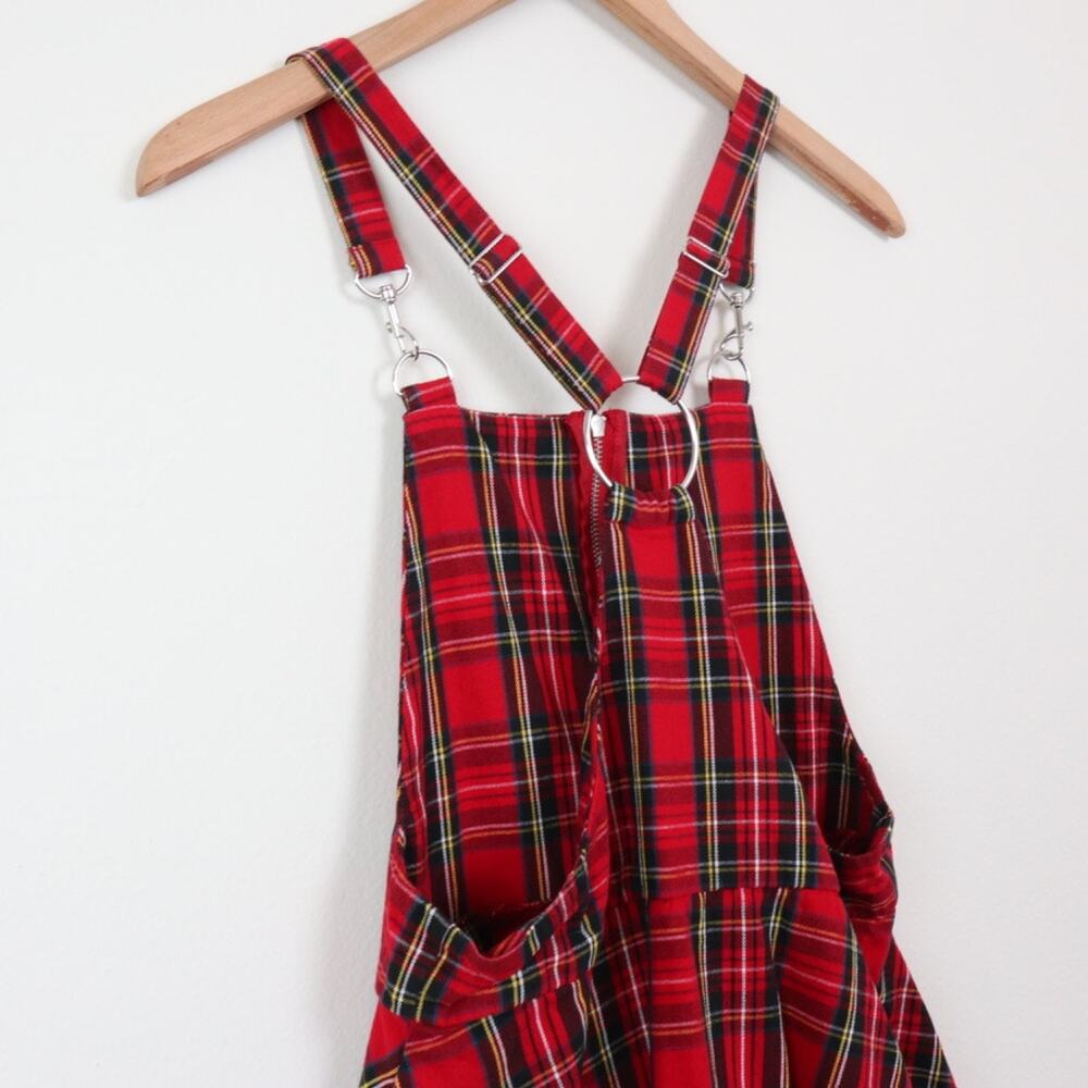 Hot Topic Size S Skirtall Front O-ring Zipper Overall Dress Plaid Red - Picture 10 of 12